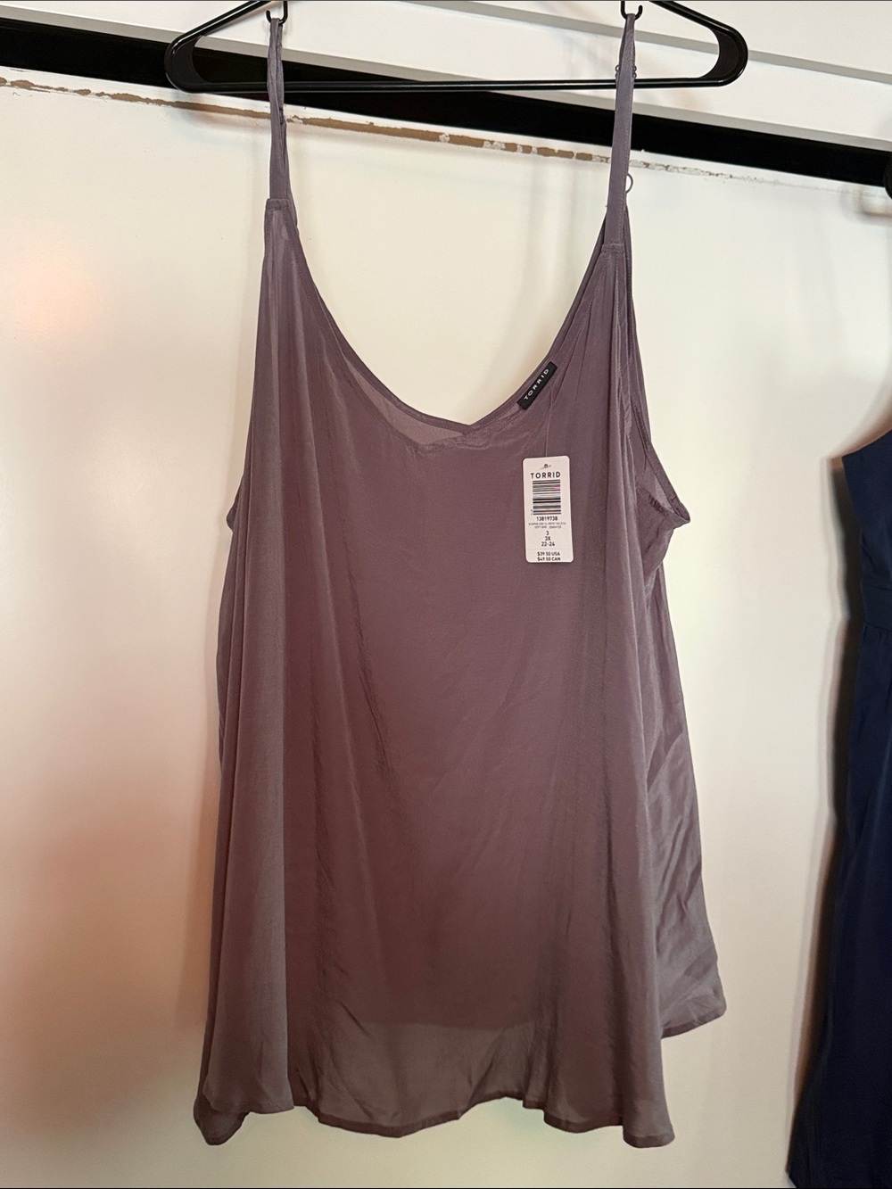 torrid Sophie Grey Slip Camisole with Adjustable Spaghetti Straps